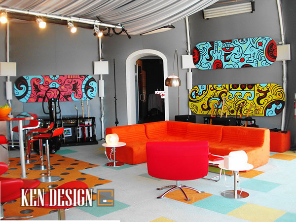 thiết kế quán cafe phong cách pop art
